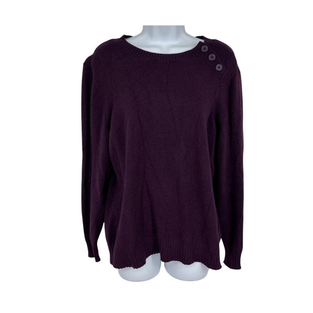 Lane‎ Bryant Women's Purple Long Sleeve Button Shoulder Sweater Size 18/20